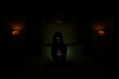© feeling lucky - ghost woman in haunted hotel with dark filter, halloween concept