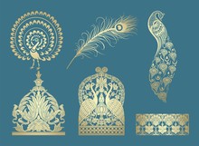 Peacock Motif Designs, Textile , Rajasthan, Royal India
