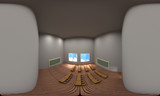 Fototapeta  - 360 degrees spherical panorama of classroom, 3D rendering.