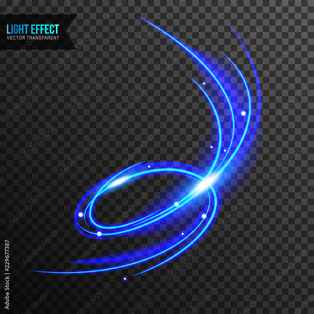 Light Effect vector transparent with line swirl and golden sparkles ...