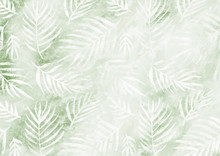 White Palm Leaves Pattern Green Empty Paper Background