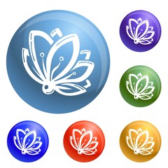 Poster - Lily flower icons set vector 6 color isolated on white background