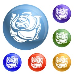 Poster - Decorative rose icons set vector 6 color isolated on white background