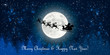 © Ольга Журба - santa claus flying in sledge with reindeers night sky over full moon merry christmas happy new year  winter holidays concept horizontal flat vector illustration