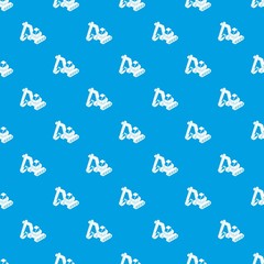 Poster - Excavator pattern vector seamless blue repeat for any use