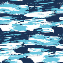 Blue Water Brush Stroke Modern Seamless Pattern