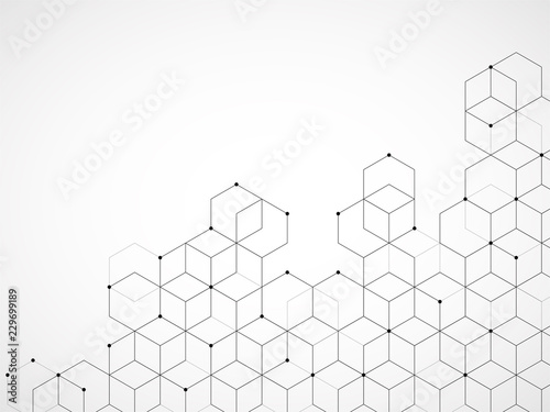 Obraz Dibond Streszczenie tło geometryczne z kostkami. Koncepcja geometryczna z liniami i punktami