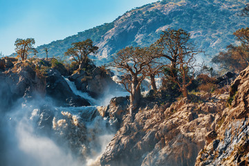 epupa falls on the kunene river in namibia
