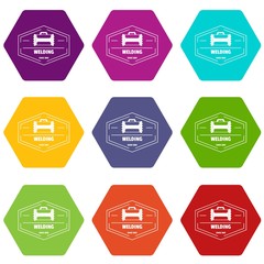 Poster - Welding icons 9 set coloful isolated on white for web