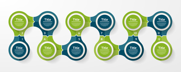 Wall Mural - Vector circle infographic. Template for cycle diagram, graph, presentation and round chart. Business concept with 12 options, parts, steps or processes. Abstract background.