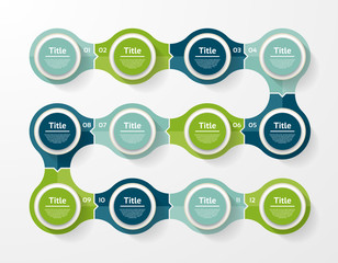 Wall Mural - Vector infographic template for diagram, graph, presentation and chart. Business concept with 12 options, parts, steps or processes