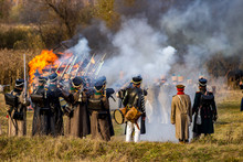 Maloyaroslavets, Russia - October 14, 2018: Historical Reconstruction Of The Maloyaroslavets Battle Of 1812