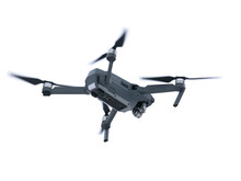 Drone in flight on a white background