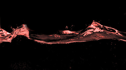 Waves of red water on a black background