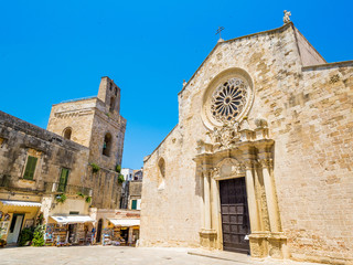 Wall Mural - Otranto, Apulia, Italy - Jul 09, 2018: The medieval Cathedral in the historic center of Otranto, coastal town of Greek-Messapian origins in Italy, a fertile region once famous for its breed of horses