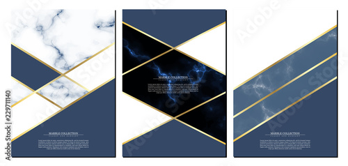 Cuadros en Lienzo Marble collection abstract pattern texture navy blue background template illustr