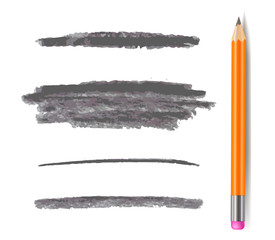 Wall Mural - Vector Pencil Lines, Monochrome Gray Brush Strokes Set Isolated, with Graphite Pencil.