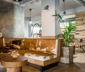 Wall Mural - interior design of hotel lobby bar or restaurant
