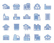 Häuser, Gebäude & Anlagen Vector Icon Illustration Set