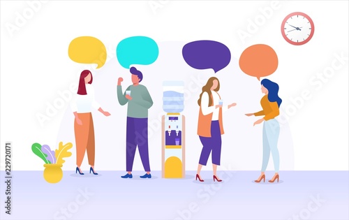 Group Of People Having Conversation And Drink Water Office Cooler Chat Vector Illustration Concept Can Use For Landing Page Template Ui Web Mobile App Poster Banner Flyer Stock Vector Adobe Stock