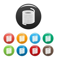 Poster - metal spring coil icons set 9 color vector isolated on white for any design