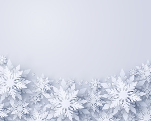 Wall Mural - vector merry christmas and happy new year greeting card design with frame made of 3d white realistic
