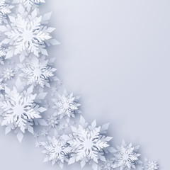 Wall Mural - vector merry christmas and happy new year greeting card design with frame made of 3d white realistic