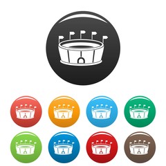 Sticker - Sport round stadium icons set 9 color vector isolated on white for any design