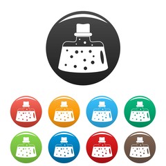 Poster - Boiling flask icons set 9 color vector isolated on white for any design