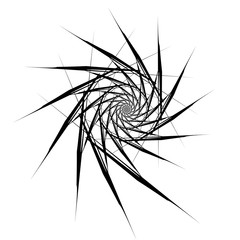 Spiral object on a white background. Arrows, rays, rotation