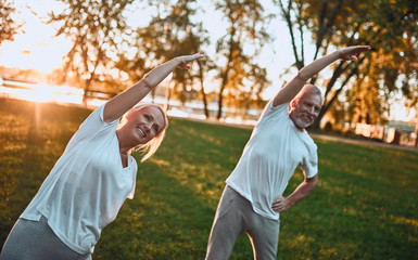 Senior couple doing sport outdoors