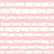Seamless pattern of curves pink stripes with hearts. Vector image for holiday, baby shower, birthday, Valentine's Day, wrappers, print, clothes, cards, banner, textiles, girls