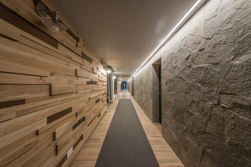 Wall Mural - long hallway and ceiling in modern hotel