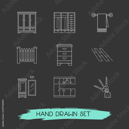 Set Of Interior Design Icons Line Style Symbols With Flooring Kitchen Closet And Other Icons For Your Web Mobile App Logo Design Buy This Stock Vector And Explore Similar Vectors At