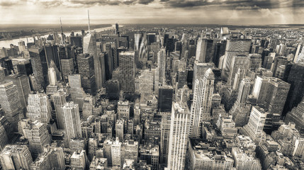 Sticker - New York City, USA. Amazing aerial Manhattan view at sunset