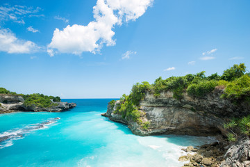 blue bay lagoon near bali in indonesia, nusa penida