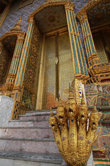 Wall Mural - Statue and external decoration in Wat Phra Kaew temple complex, Royal Palace, Bangkok, Thailand