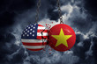 © ink drop - Relationship conflict between USA and Vietnam. Trade deal concept. 3D Rendering
