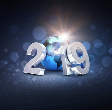 Worldwide greeting symbol for 2019 New Year card