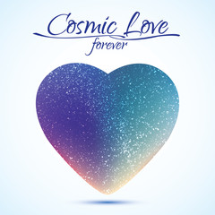 Wall Mural - cosmic love concept, heart with night sky and stars. love card illustration