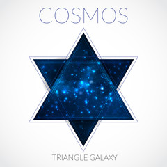 Wall Mural - space vector triangle form with stars. universe illustration. colored cosmos backdrop with stars cla