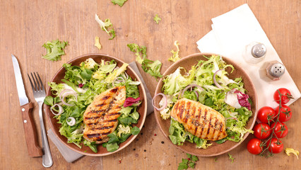 Poster - fried chicken breast with salad