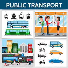 Wall Mural - Flat Public Transport Square Concept