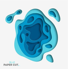 Poster - 3D abstract blue wave background with paper cut shapes. Vector design layout for business presentations, flyers, posters. Eps10.