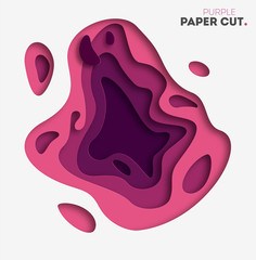 Poster - 3D abstract background with paper cut shapes. Vector design layout for business presentations, flyers, posters and invitations. purple illustration