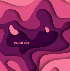 Wall Mural - 3D abstract background with paper cut shapes. Vector design layout for business presentations, flyers, posters and invitations. purple illustration