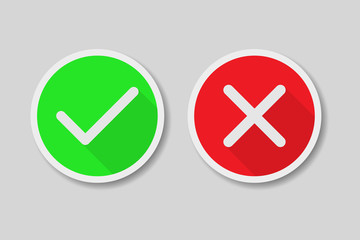 Green checkmark yes or no symbols - tick and red X icons