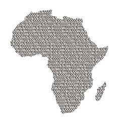 Fototapete - Africa map abstract schematic from black ones and zeros binary digital code. Vector illustration.