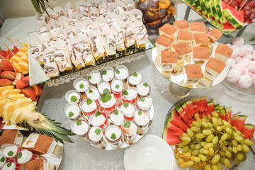 Wall Mural - Candy bar. Table with sweets, candies, dessert.