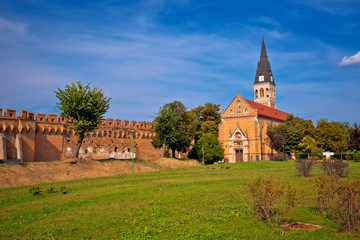 Sticker - Town of Ilok defense walls and church view